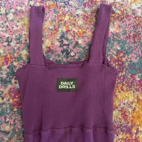 Daily Drills ribbed purple onesie romper size S - Picture 4 of 7